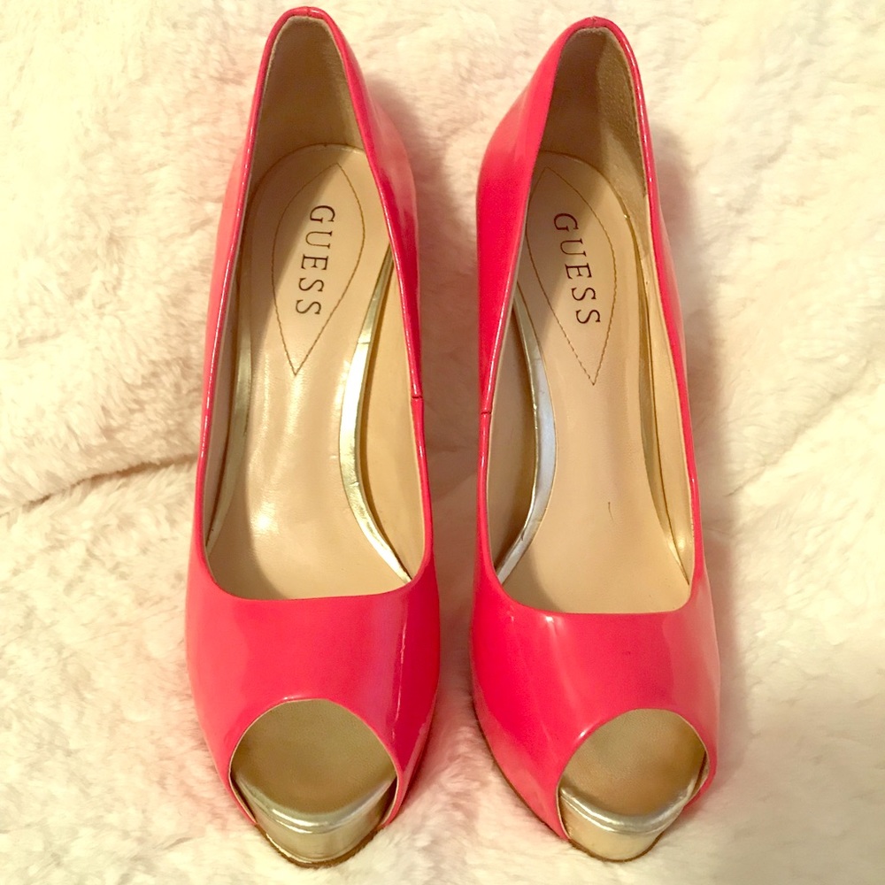 Two-tone Platform Peep Toe Heels